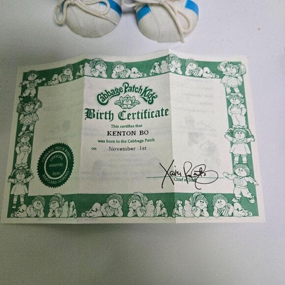 Cabbage Patch Vintage 1985 17" Boy Brown Hair Eyes Kenton Bo Birth Certificate - Picture 8 of 12
